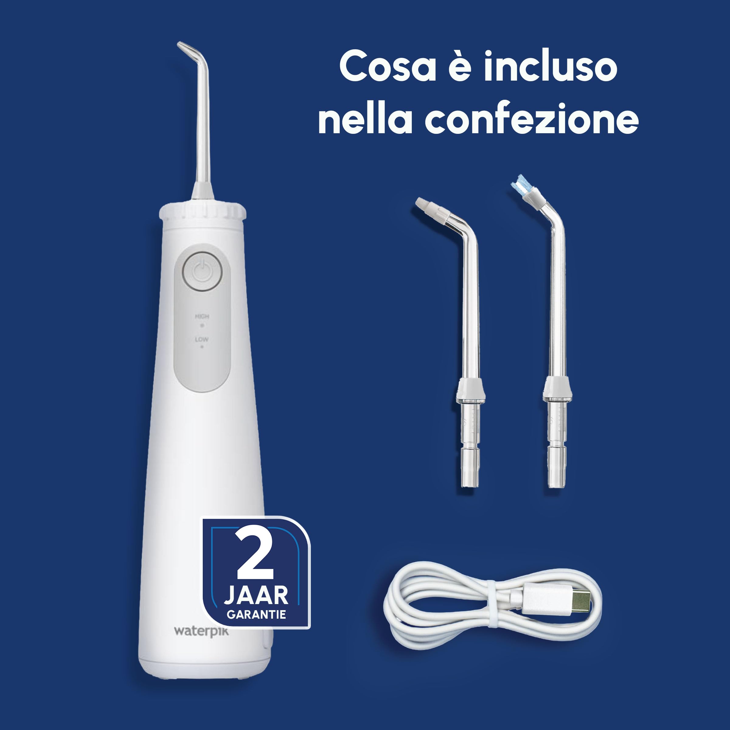 Idropulsore Dentale Waterpik Cordless Pearl, Irrigatore Orale Portatile e Ricaricabile, Rimuove i Residui tra i Denti, Elimina la Placca, Impermeabile, Ideale per Viaggi e Bagni Piccoli, Bianco