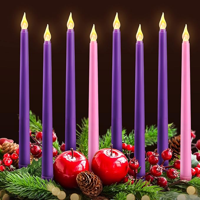 8 Pieces Christmas Flameless Advent Candles LED Advent
