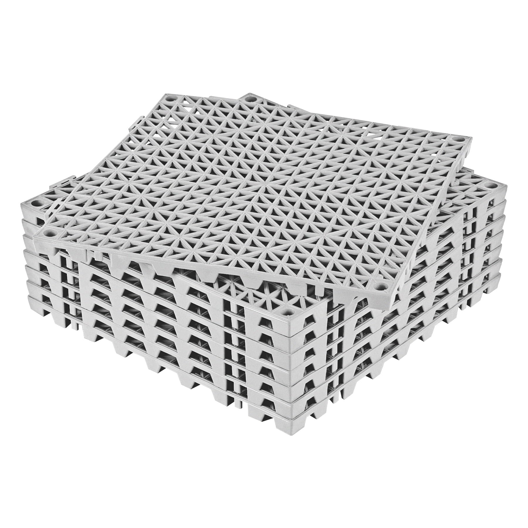 ToLanbbt Modular Interlocking Cushion 8P 11.8" x 11.8" Interlocking Rubber Floor Drain Holes Non-Slip Splicing Drainage Mats for Deck, Shower, Kitchen, Drain Pool, Sauna Bath, Indoor Outdoor (Grey)