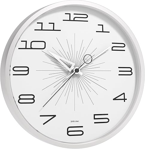 Miniatura 1 de Driini Reloj de pared moderno de mediados de siglo (12 pulgadas), reloj de pared retro silencioso sin tictac para sala de estar, cocina o baño,