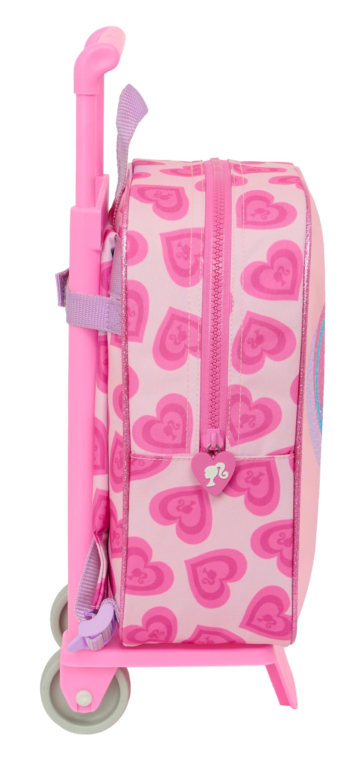Safta BARBIE LOVE - Zaino asilo con carrello, ideale per bambini di diverse età, comodo e versatile, qualità e resistenza, 22 x 10 x 27 cm, colore rosa
