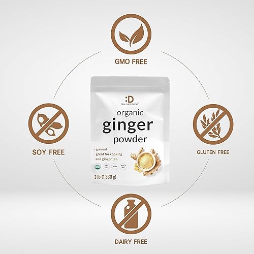 Miniatura 3 de DEAL SUPPLEMENT Polvo de jengibre fresco orgánico, 3 libras, molido finamente para una fácil mezcla, sabor a especias de jengibre crudo, origen