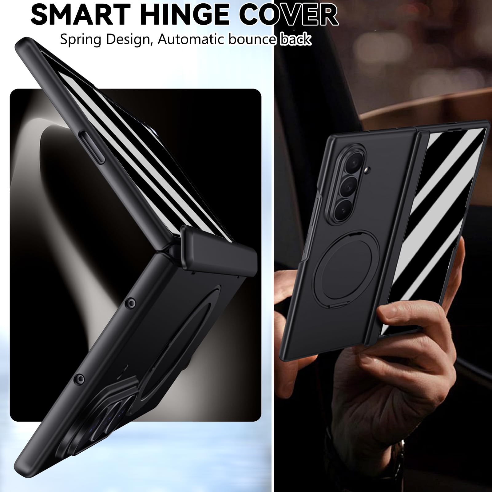 Funda para Samsung Galaxy Z Fold 8 Ultra con soporte de anillo magnético, [compatible] Protector de pantalla de privacidad integrado, cobertura completa, bisagra, funda protectora para teléfono