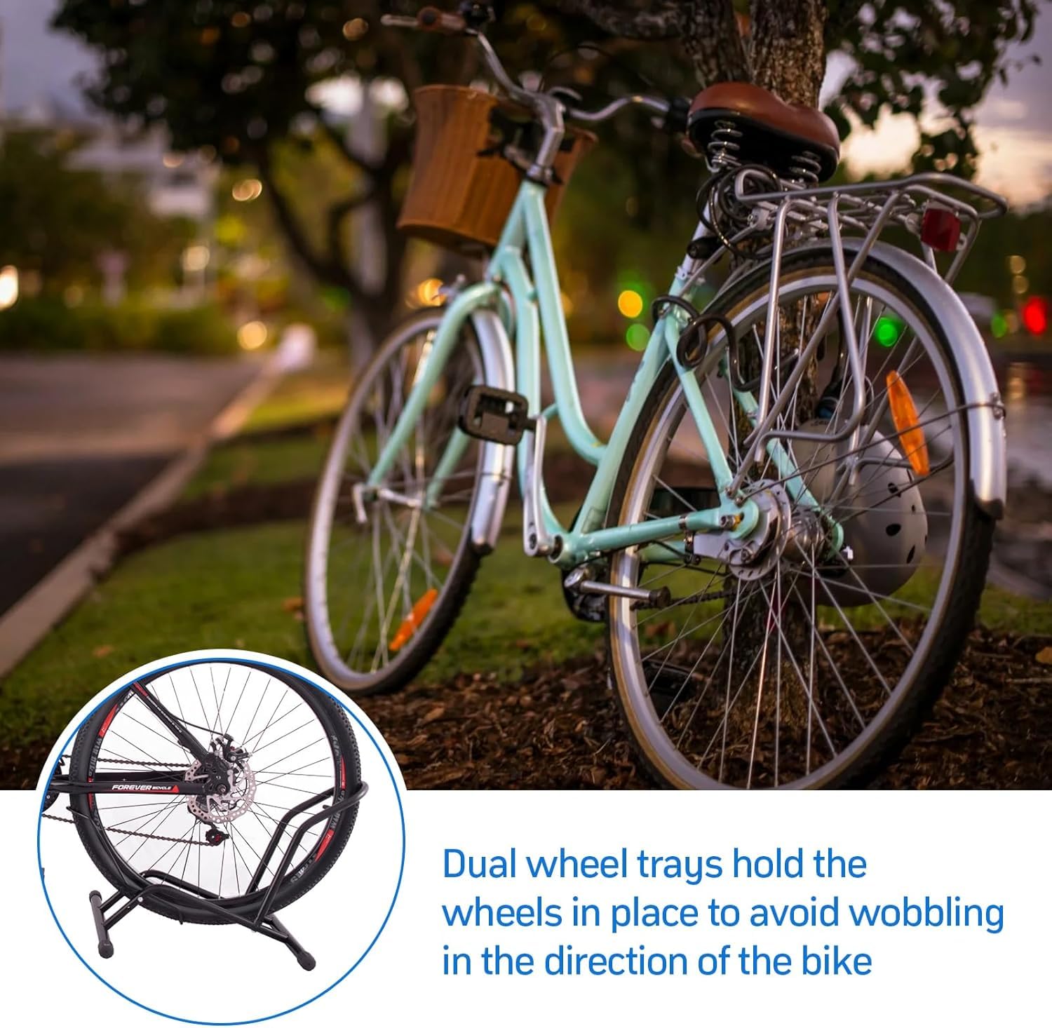 Cavalletto Autoportante per Bicicletta, Reggiciclo Ruota, Supporto per Bicicletta, Portabici da Terra, Easystand per Biciclette da 16" a 29" Mountain Bike Bici da Strada (Nero)