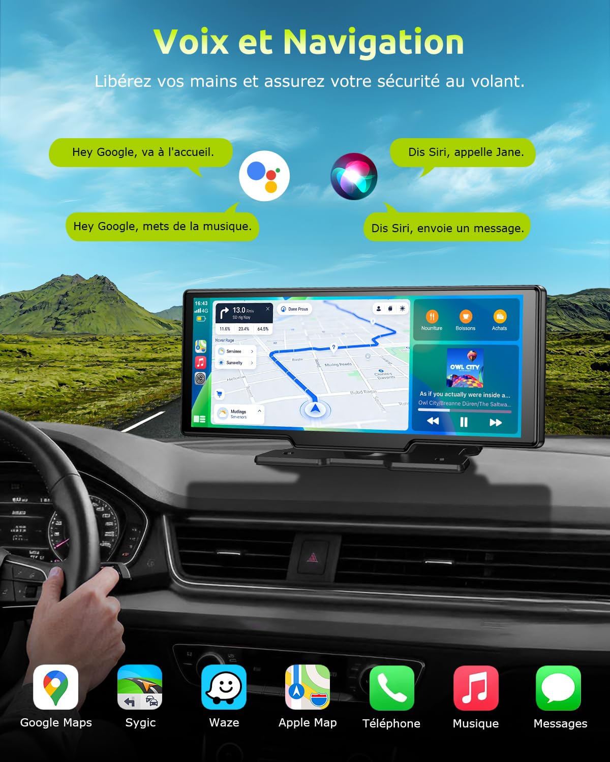 ESSGOO CarPlay Voiture, Supporte CarPlay sans Fil et Android Auto, Écran Tactile IPS 10,26 Pouces, Caméra Avant 4K et Caméra de Recul 1080P, Bluetooth 5.3, GPS, FM, AUX, Mirror Link, Carte TF 64G