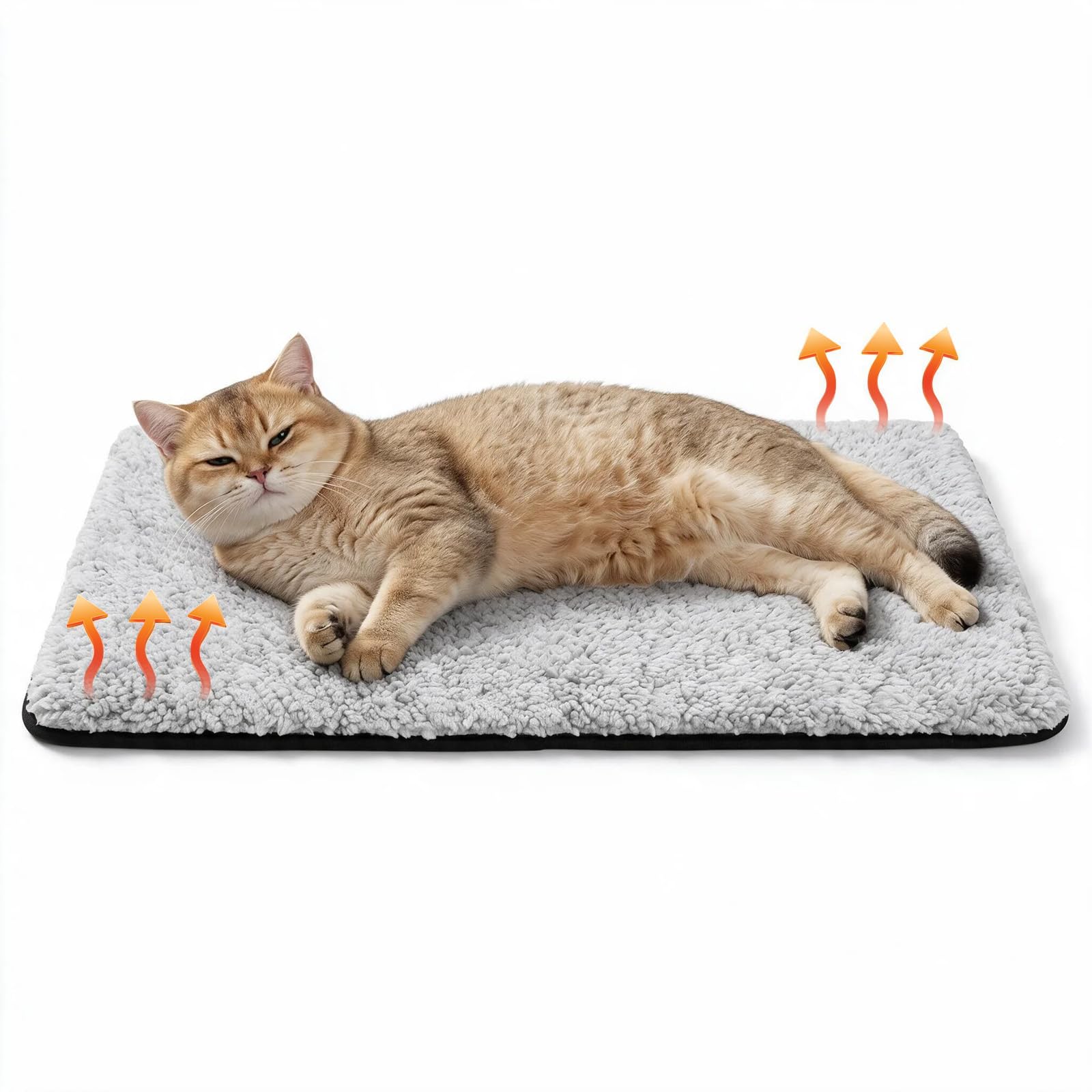 Aitsite Self Warming Cat Bed, 73 x 48cm Self Heating Pet Mat Cozy Calming Cat Blanket, Electric Free Heating Pad, Non Slip Machine Washable for Kittens and Senior Cats Indoor and Outdoor Use