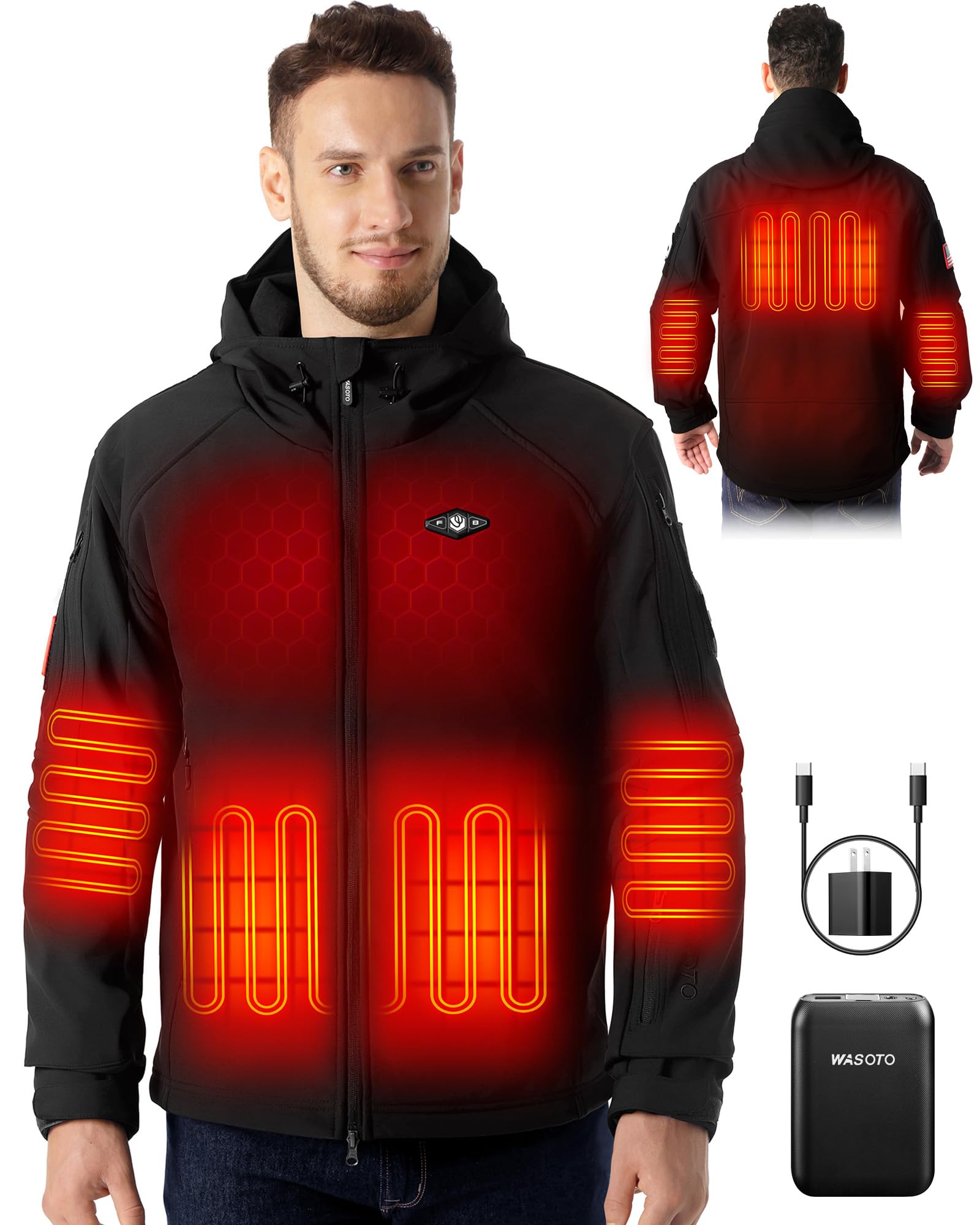 Heated Jackets for Men with 18400mAh Battery Pack Included Windproof Waterproof Mens Heated Jacket