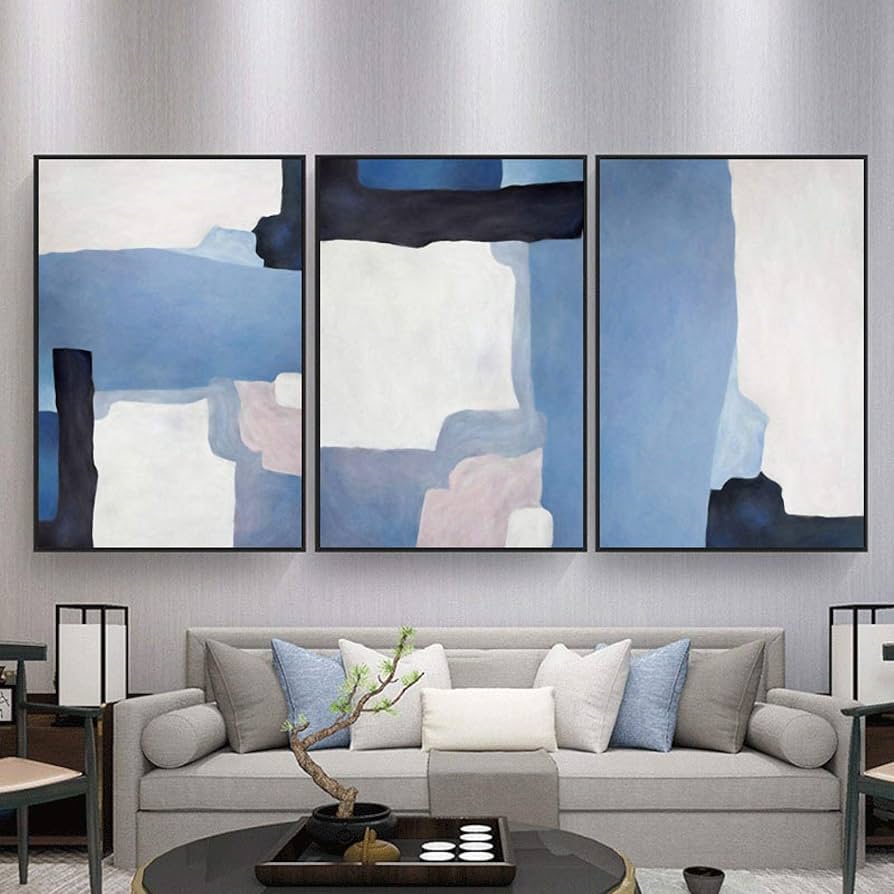 なかさま専用 抽象画 青 キャンバス フレーム付き なかさま専用