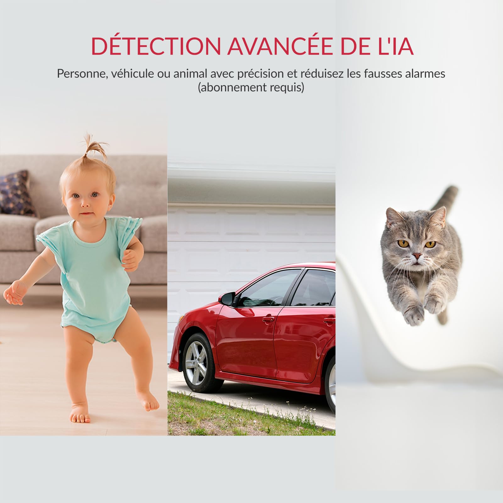 YI Pro 2K/3MP Caméra de sécurité 3pcs pour intérieur,WiFi 2,4 GHz,alertes