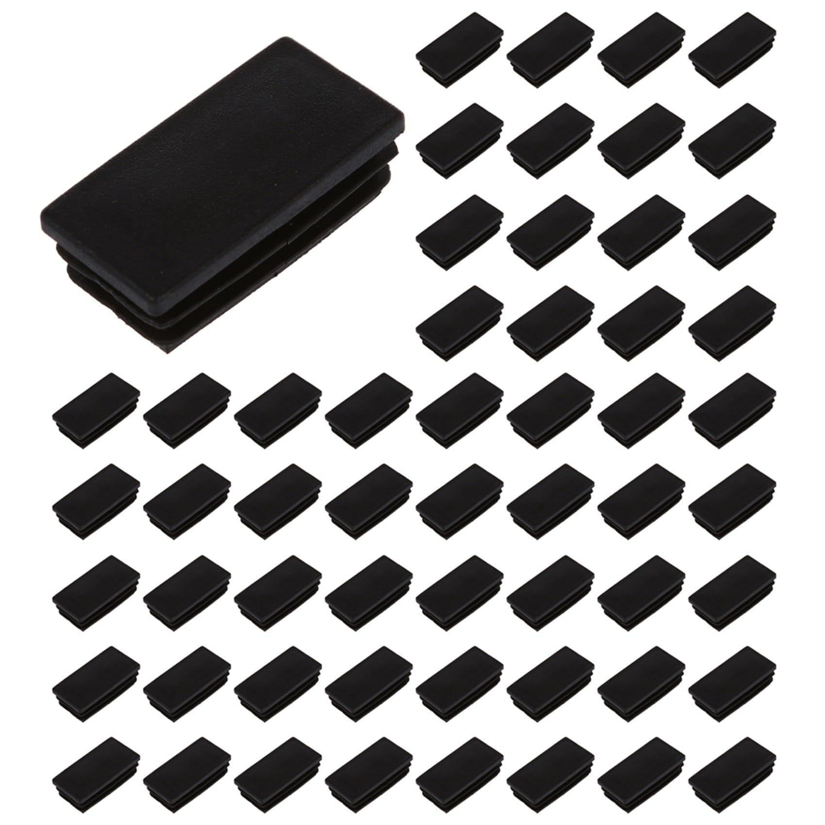 Hndhbfgrt Plastic Rectangle Tube Inserts End Blanking Cap 25x50mm 200 Pcs Black