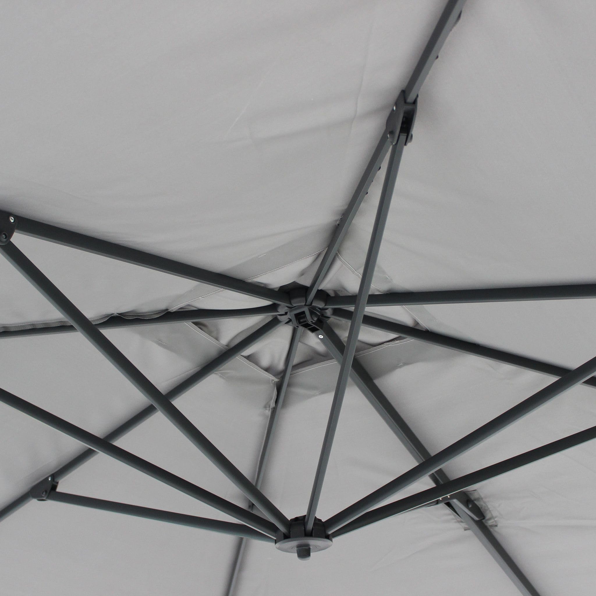 milani home - ombrellone da giardino 3 x 4 m palo laterale decentrato in alluminio e acciaio, telo poliestere grigio chiaro e grigio scuro, per terrazzo e piscina