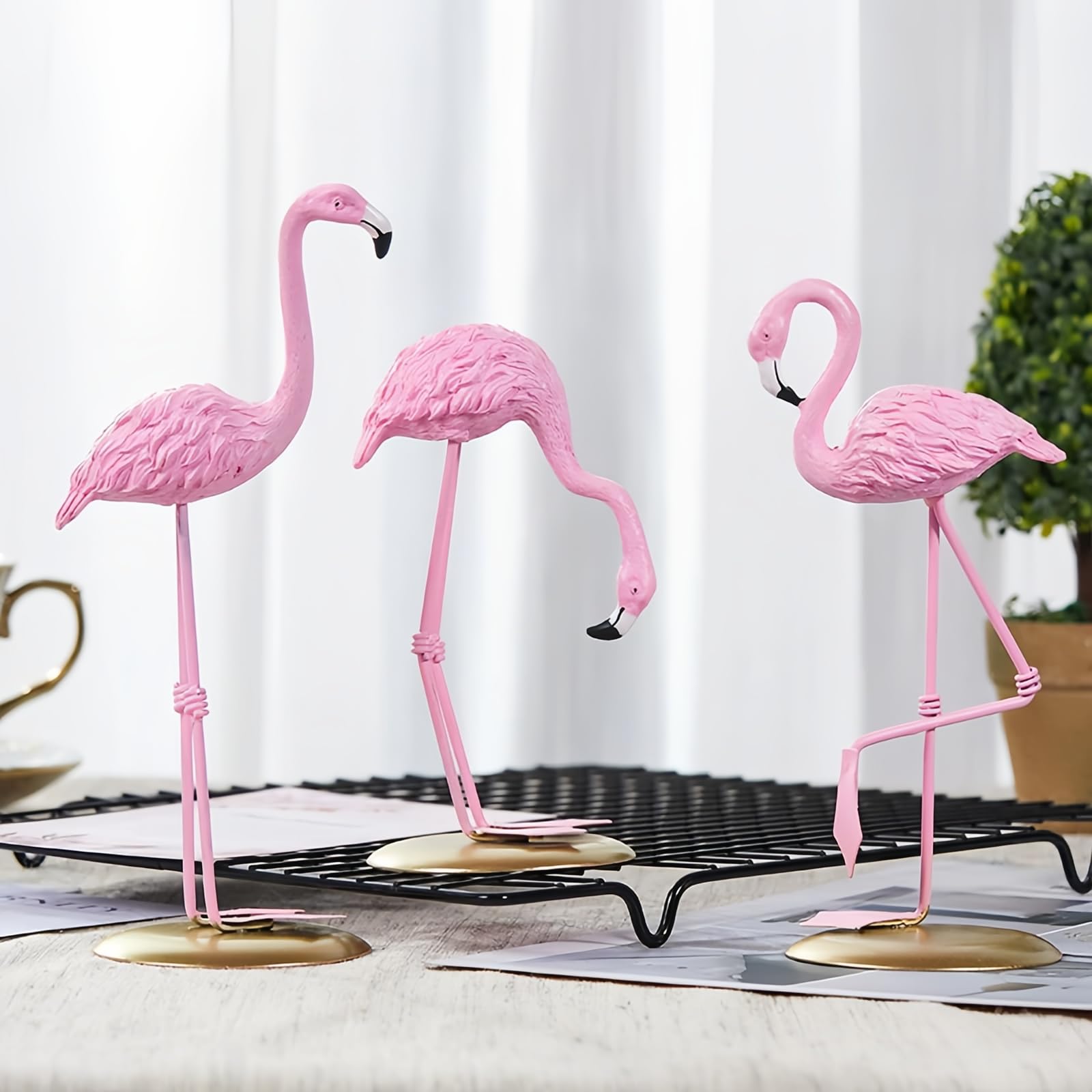 Figura de Flamenco Rosa Estatua de Pájaro en Resina
