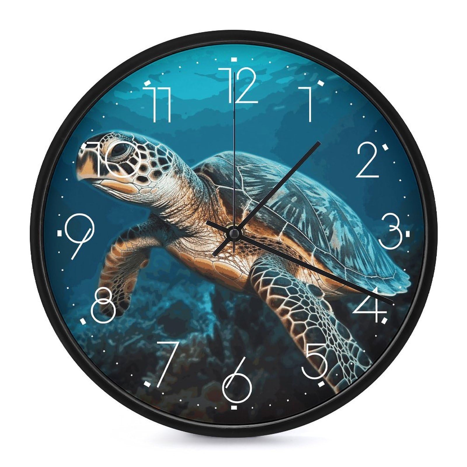 Adfgyerh White-Style Sea Turtle2 Clock，9.8 Inch Battery Operated Wall Clock Classic Simple, Decorative Wall Clock.analog Clock For Kitchen Office Bathroom Bedroom.