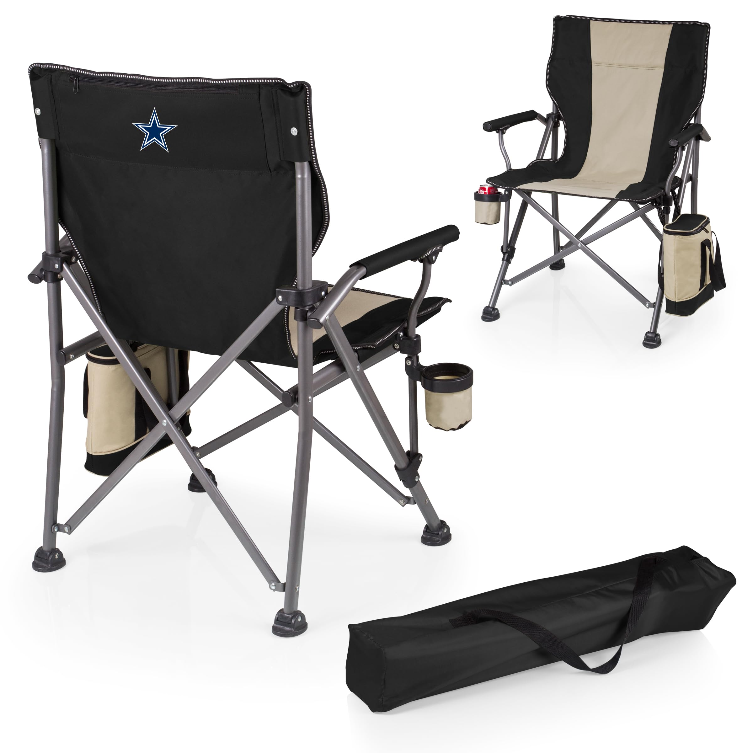Picnic TIME NFL Unisex-Adult NFL Outlander Folding Camping Chair with Cooler, Heavy Duty Beach Chair