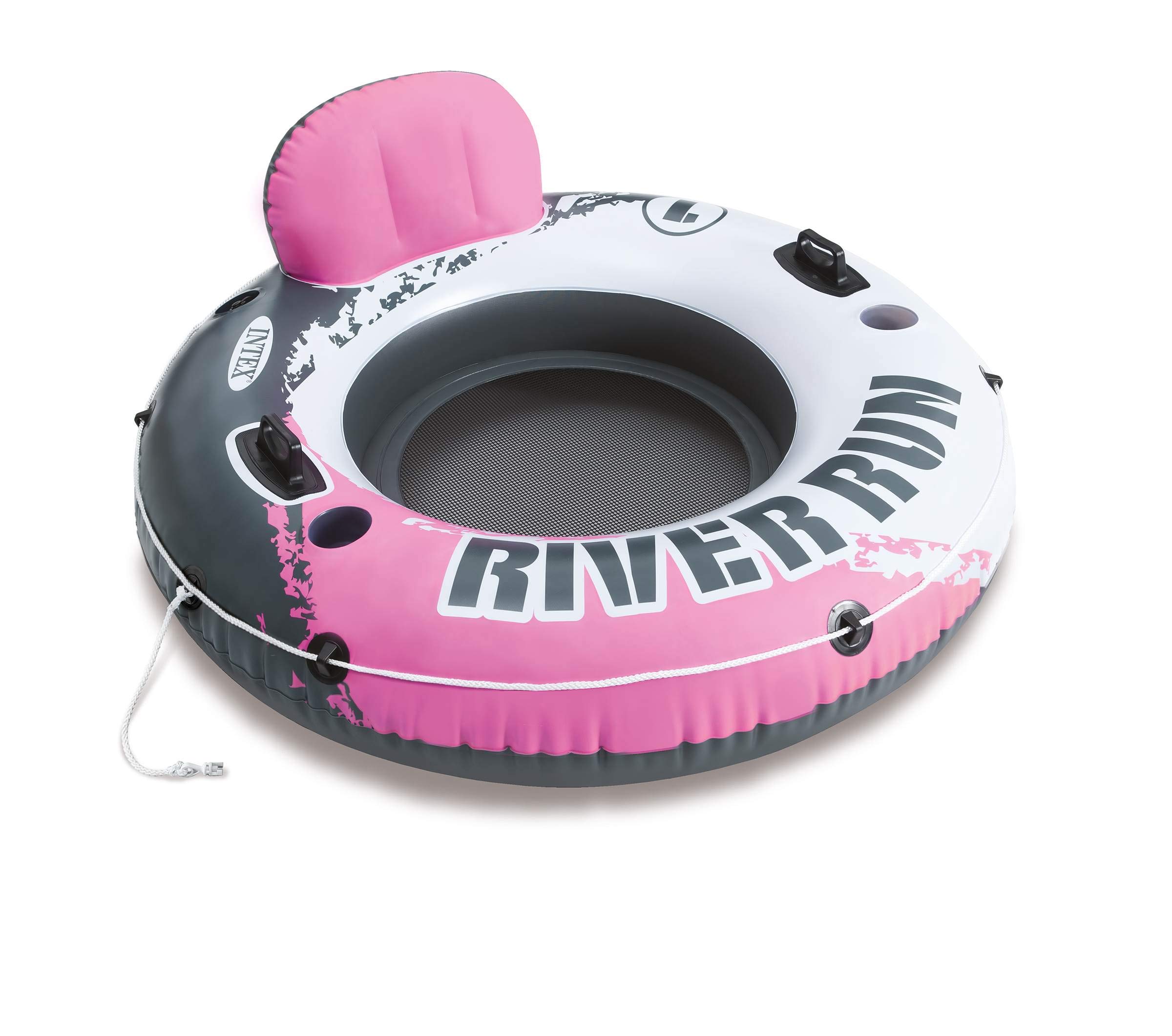 Intex River Run I Inflatable Water Lounge Tube 1-Person, Pink 58828EP (2 Pack)