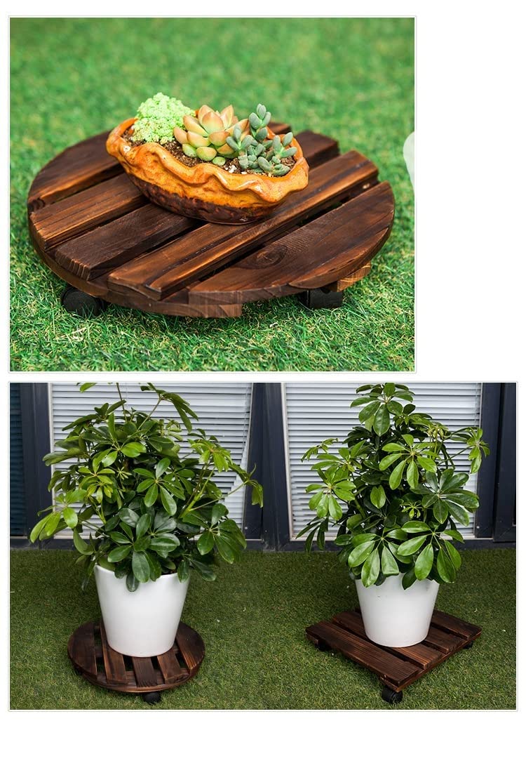 Pflanzentrolleys mit Rädern, robuster Topfwagen – rund ⌀25 cm – Vintage-Stil – Gartentopf – Ständer, Transportwagen (Durchmesser: 30 cm)