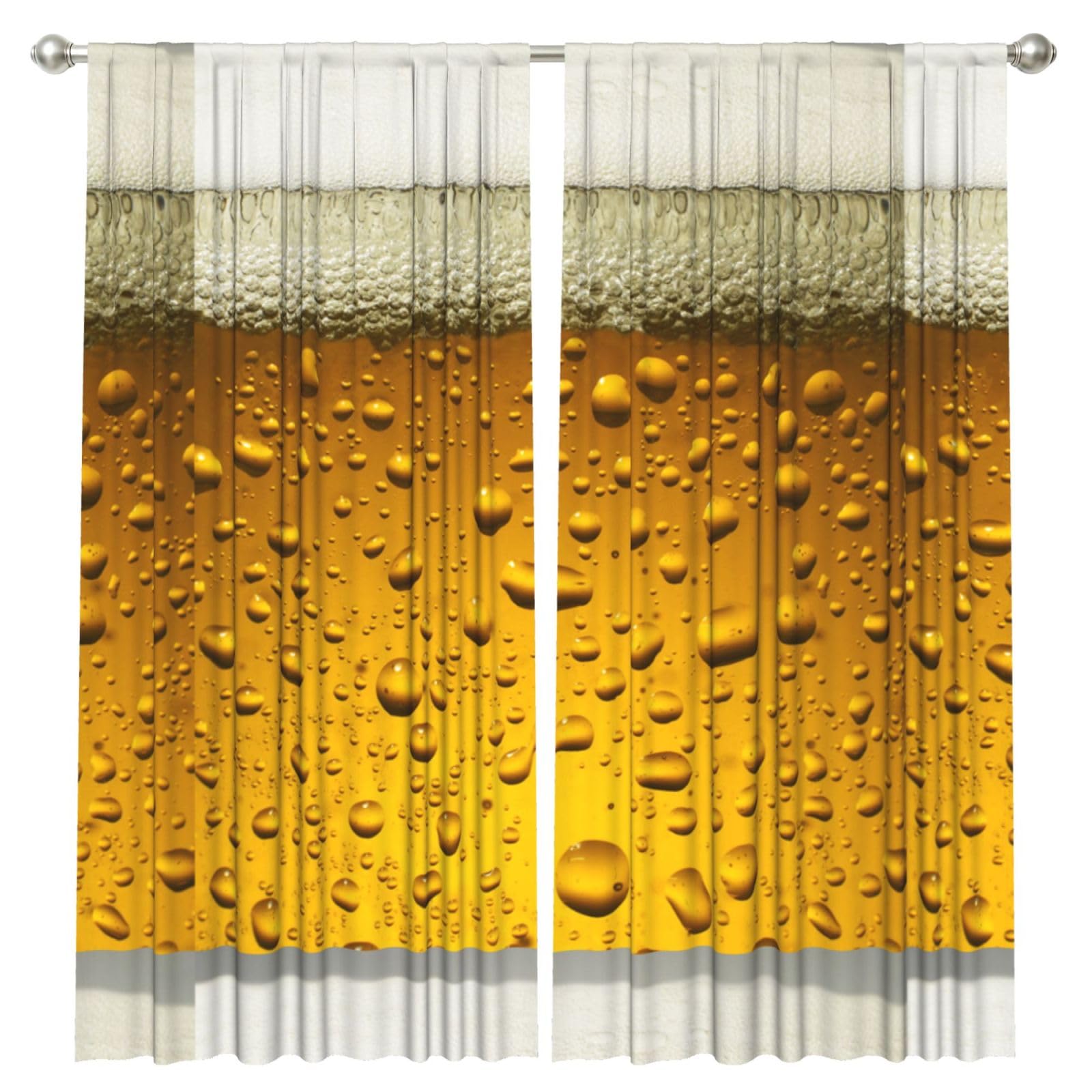 InOmak Beer, 2 Panels Window Curtains 52 x 84 Inch Blackout Curtains for Living Room Bedroom