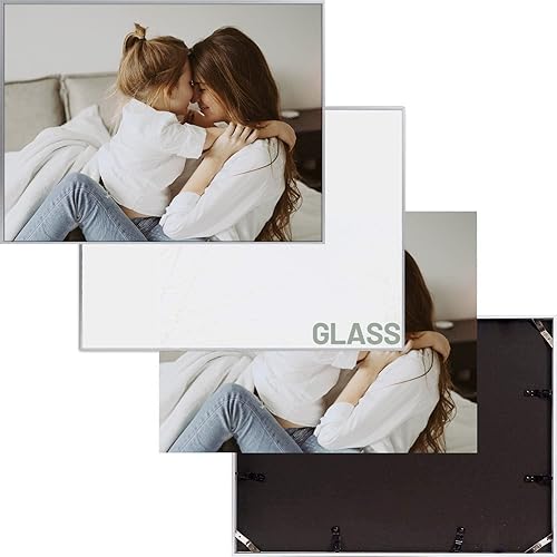 Miniatura 4 de Frametory, Marco de fotos de aluminio de 18 x 24 pulgadas, parte delantera de cristal real, para fotos de 18 x 24 pulgadas, para pared, marco de