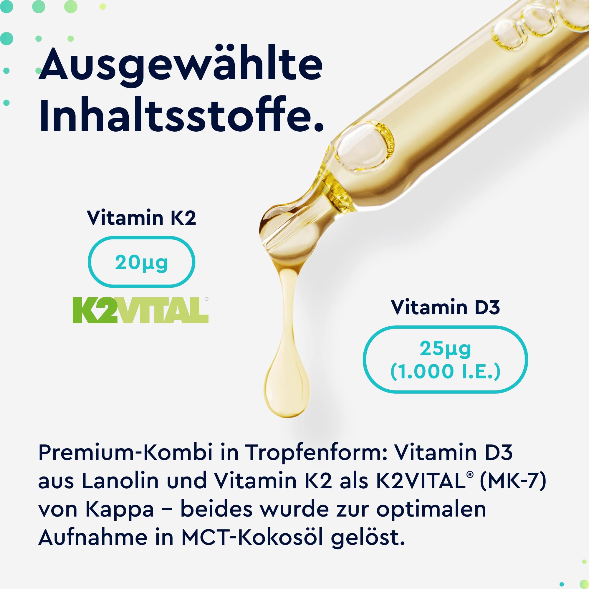 Vitamin D3 K2 (50ml) 1700 Tropfen - Markenrohstoff K2VITAL® - 99,7+% All-Trans - Vitamin D3 + Vitamin K2 MK7 - laborgeprüft & in Deutschland entwickelt