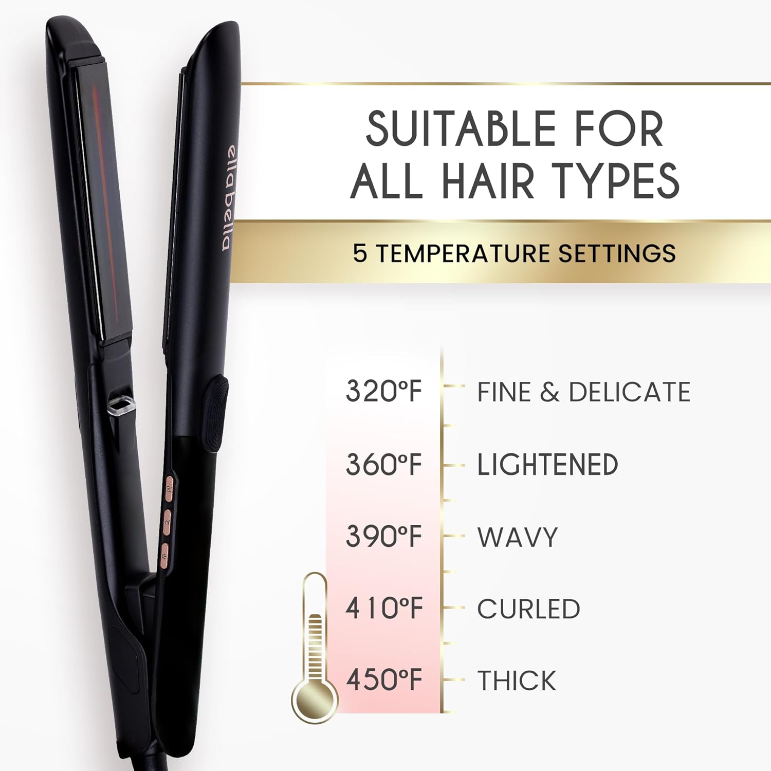 ELLA BELLA® Titanium Flat Iron Hair Straightener Slim (with Infrared) • Professional Straightening Iron • Digital Display to Accurately Control Temperature • As Featured in Good Housekeeping - Image 6
