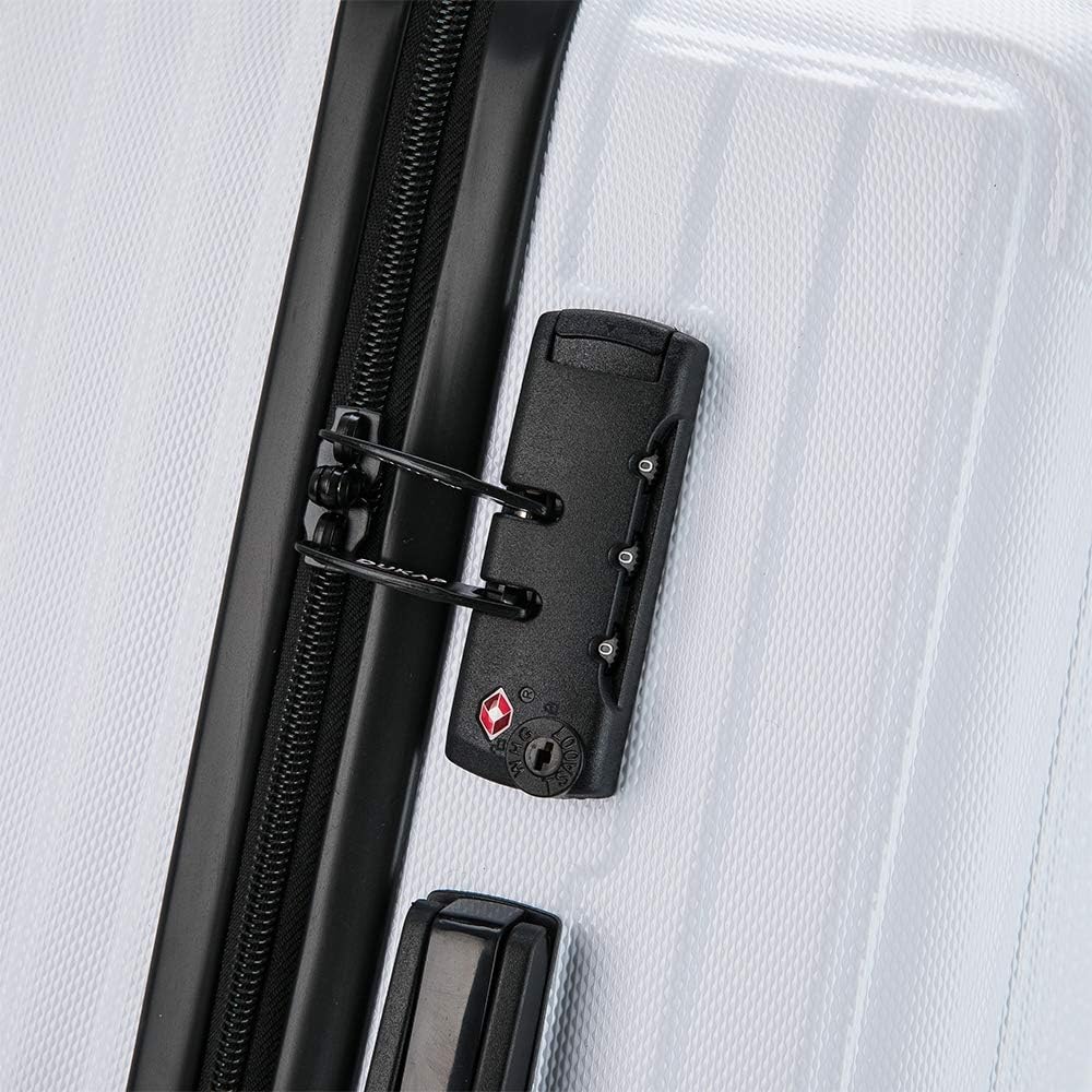 review DUKAP STRATOS 28 Inch Large Hardside Luggage with GEL Handle and TSA Lock, Travel Suitcase with Spinner Wheels and Studs, White