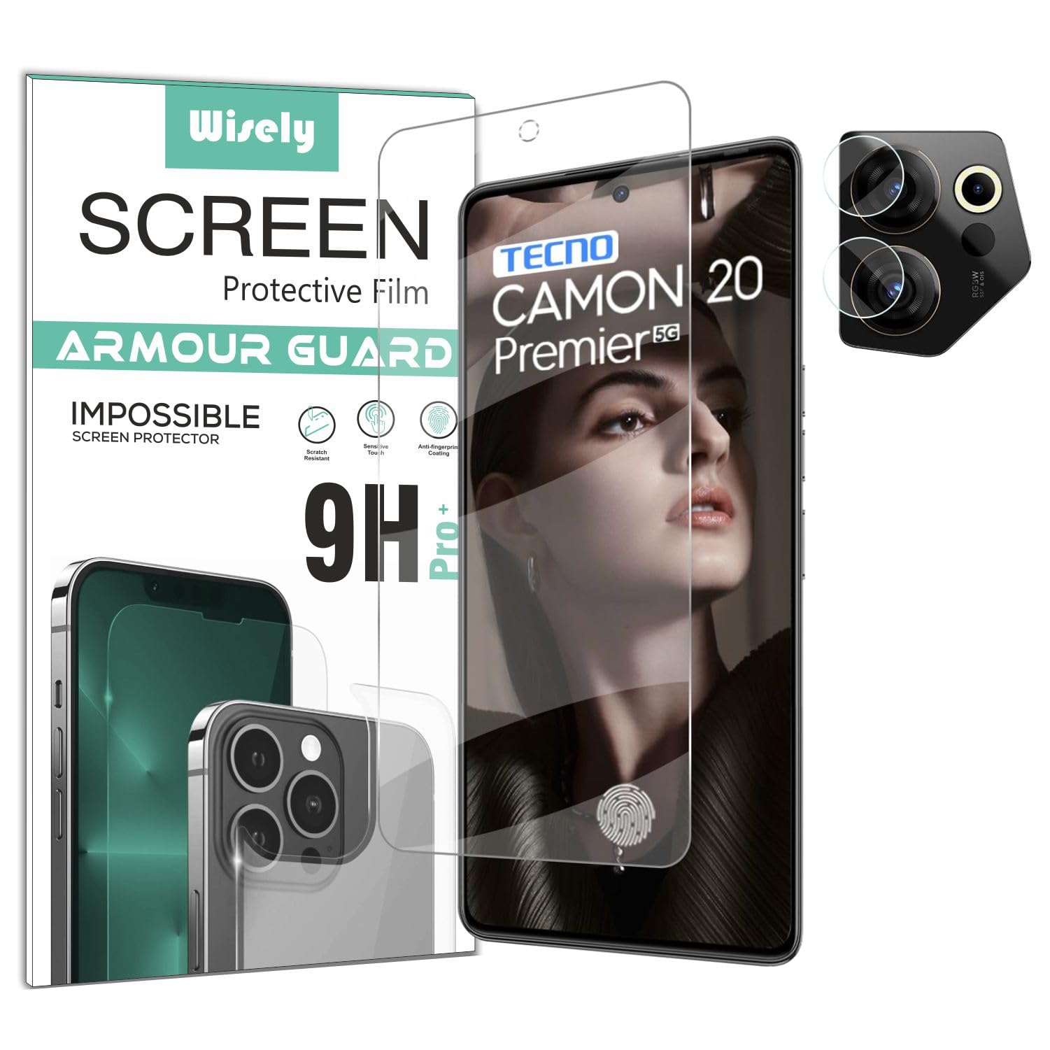 Wisely 2in1 Impossible Unbreakable Camera Lens Nano Glass + Front Guard Screen Protector for Tecno Camon 20 Premier 5G Anti Scratch Flexible Screen Guard HD Clear (B0CDV6YZLS) Amazon Price History, Amazon Price Tracker