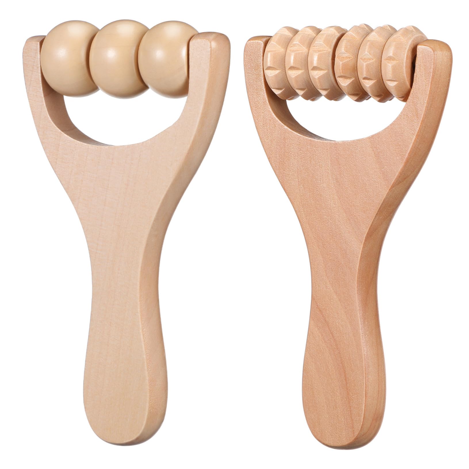 Mikinona Masajeador de Pies y Cuello Compacto 2 Piezas Rodillos de Madera Ergonómicos para Masaje de Hombros, Puntos de Acupuntura, Uso Doméstico y Portátil, Herramienta Profesional