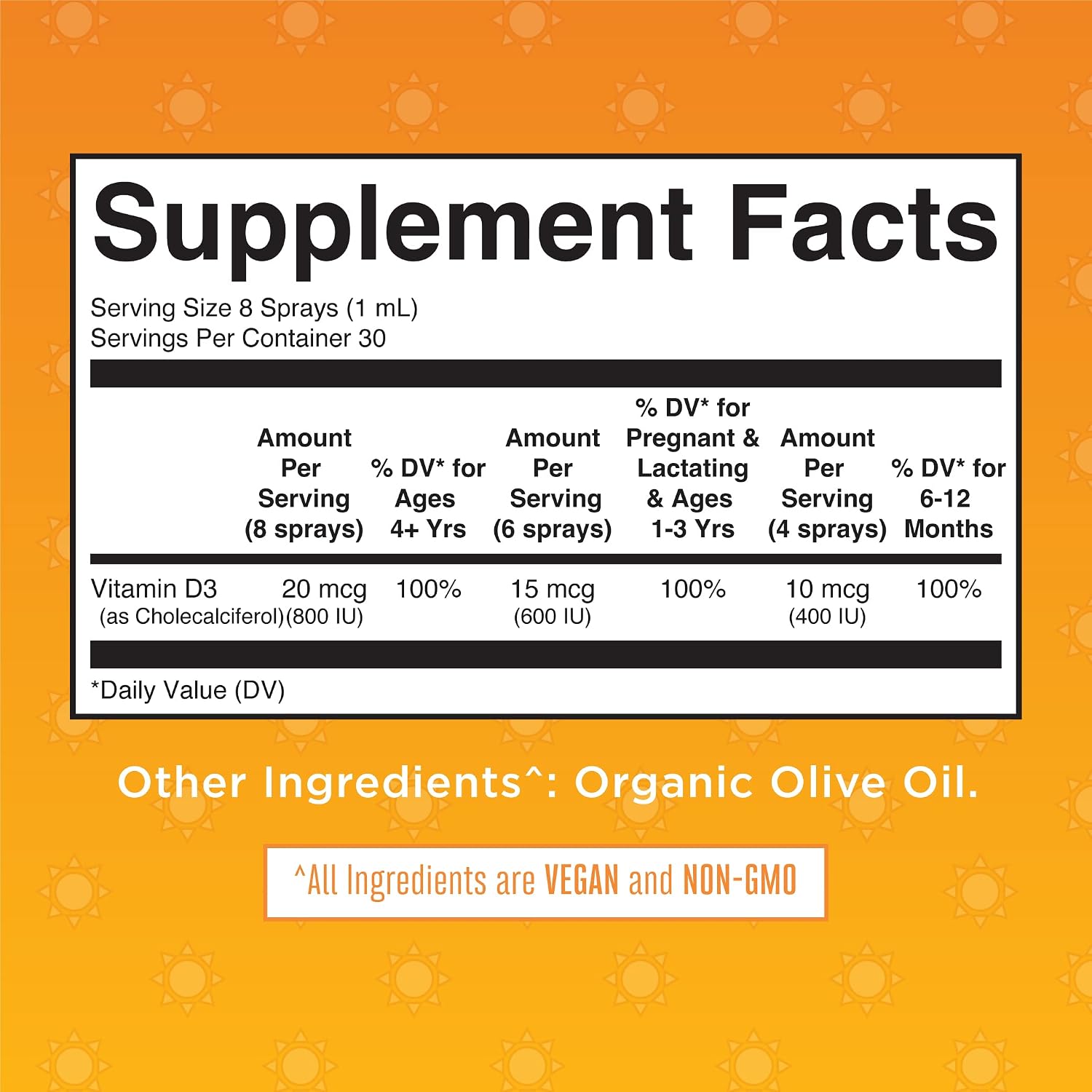 Vitamin D USDA Organic | Vitamin D3 Liquid | Sugar Free | Liquid Vitamin D Spray Immune Support for Adults & Kids | VIT D3 | Vegan | Gluten Free | Non-GMO | 30 Servings
