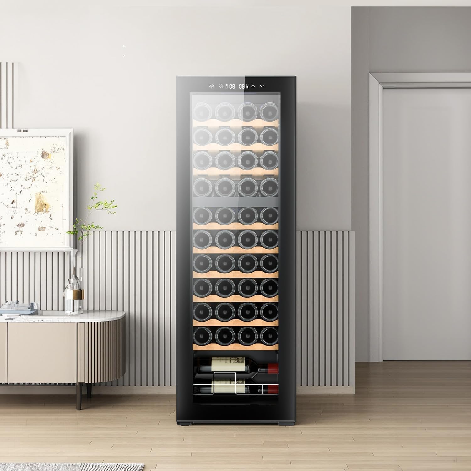 Cantinetta per Vino da 44 Bottiglie con Doppia Zona di Raffreddamento - Frigorifero per Vini 130L Temperatura regolabile da 5 a 18 °C - Wooler8 Frigo Bar Design Moderno - Ideale come Regalo di Natale