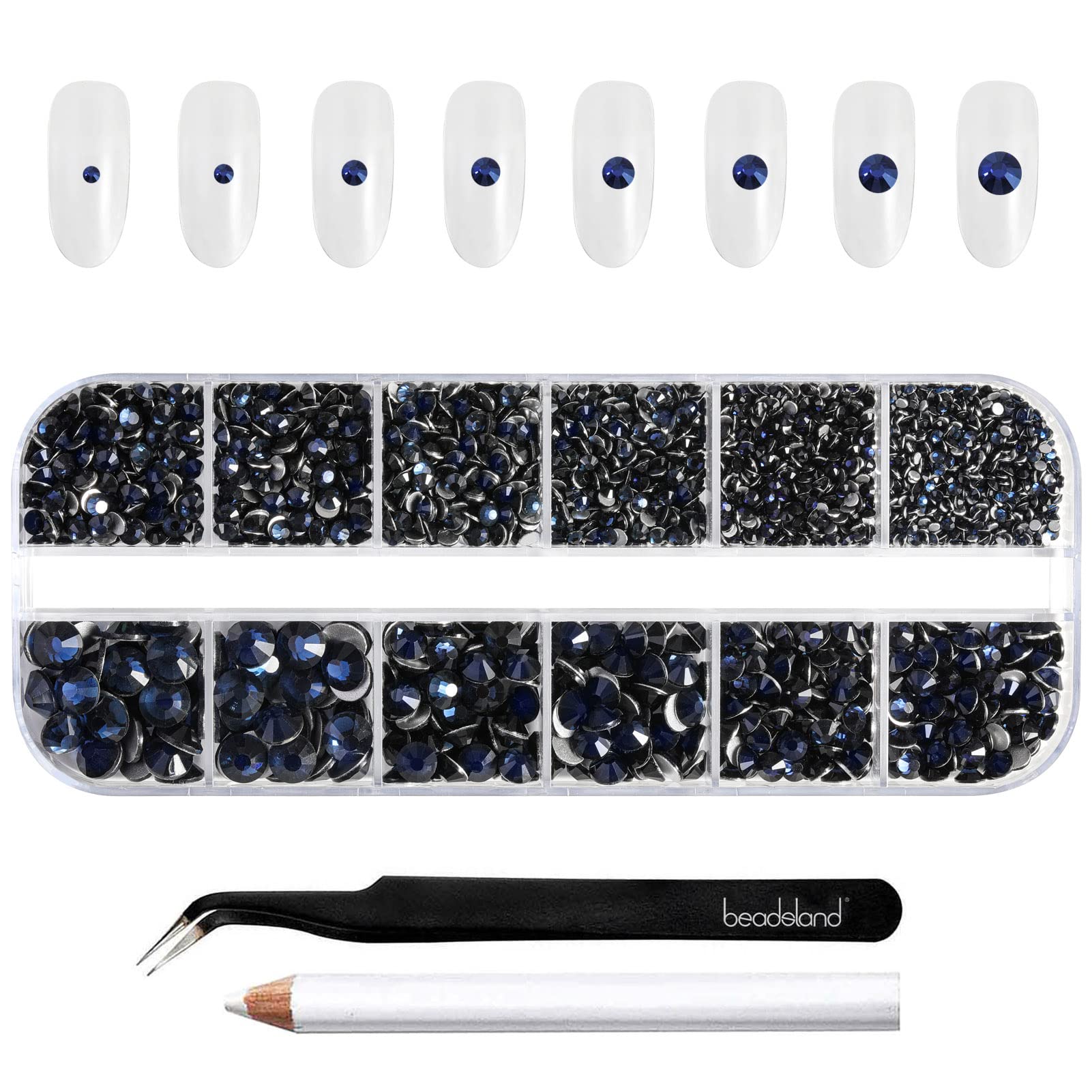 LPBeads Kit 6000 Strass Trasparenti - 6 Misure Con Pinzette Per Nail