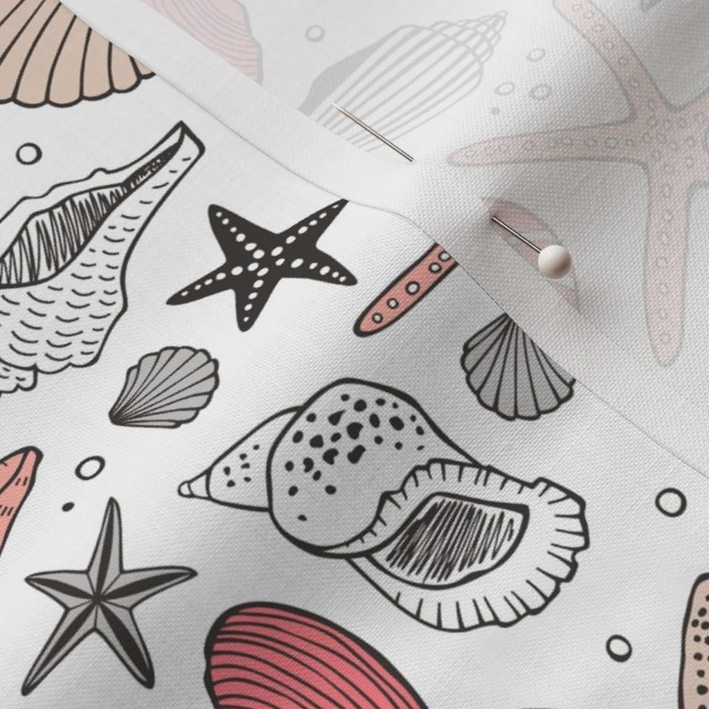 Spoonflower Fabric - Seashells Nautical Ocean Shells Peach Pink Rotated Seashell Shell Sea Printed on Petal Signature Cotton Fabric by The Yard - Sewing Quilting Apparel Crafts Decor