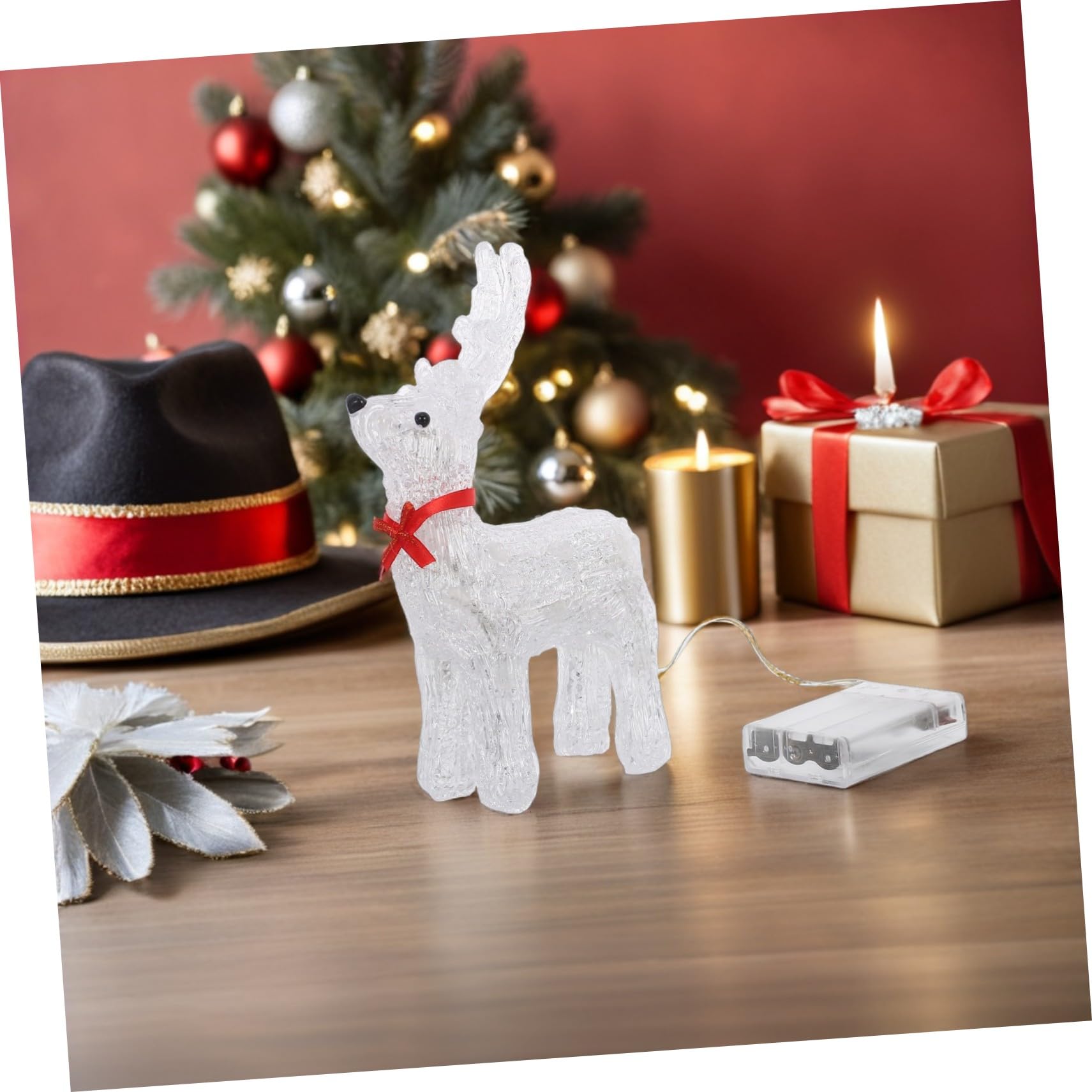 Toyvian Decoración de Ciervo Brillante Figura de Reno de Plástico Estatua de Mesa para Adorno Navidad Luz Decoración Festiva de Temporada Ventana del Hogar