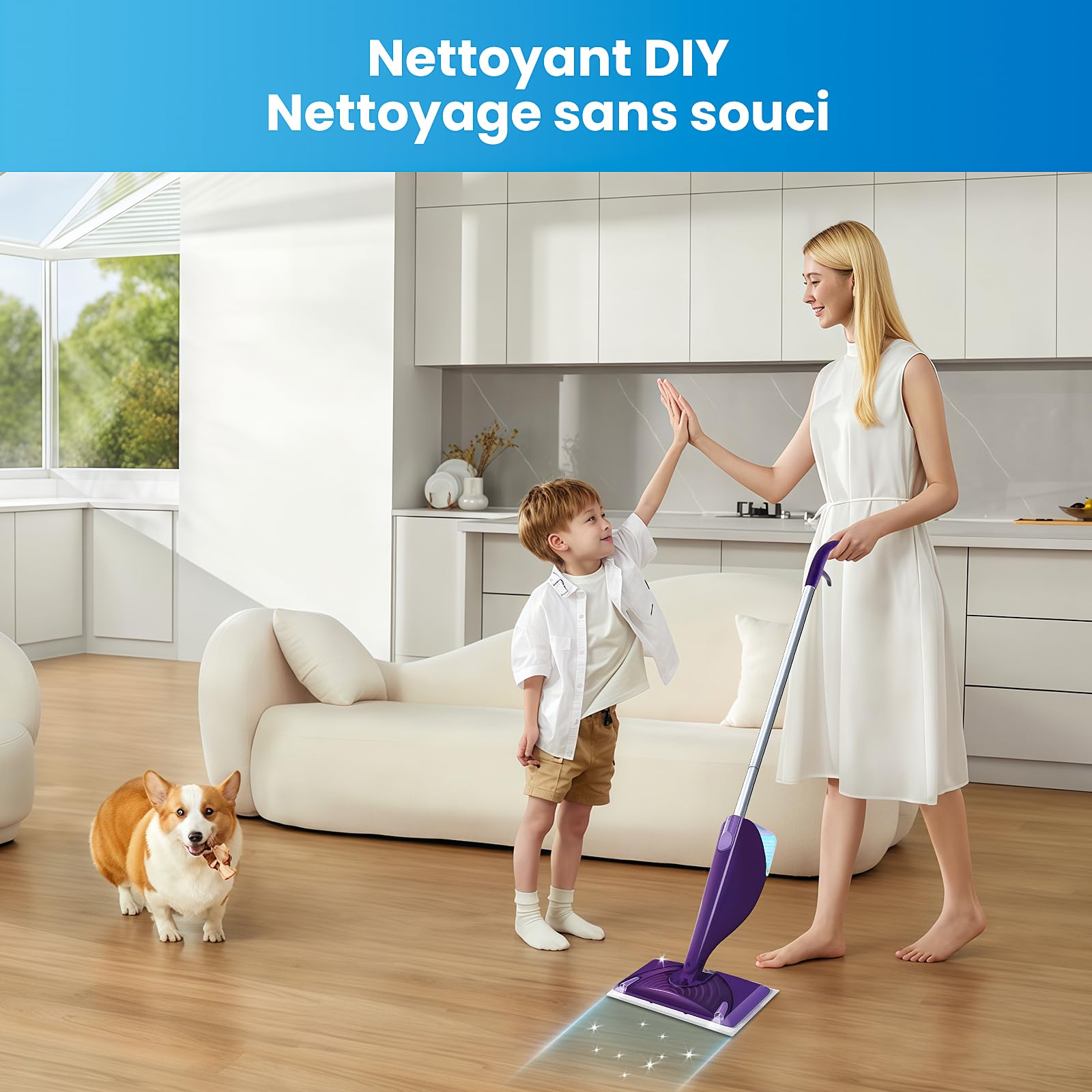 Bottiglia di ricarica riutilizzabile per Swiffer WetJet Kit Spray Mop, Bottiglia di ricarica da 500 ml, includere 1 bottiglia, 1 imbuto in silicone 5 guarnizione in silicone (non contiene agenti