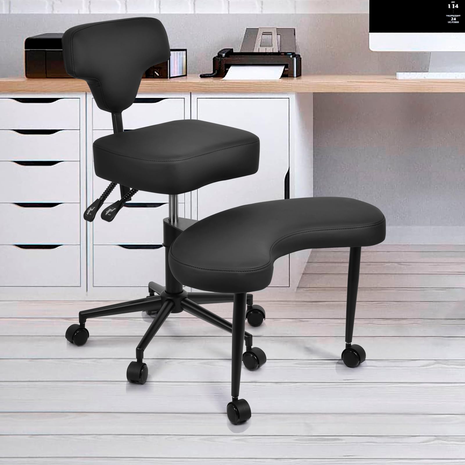 Générique Chaise de méditation, Chaise à Coffre croisée avec Roues TDAH, Table de avec Soutien Lombaire et Hauteur - Tabouret ajusté, Chaises de méditation Ergonomique pour Fidget Philipes - Noir