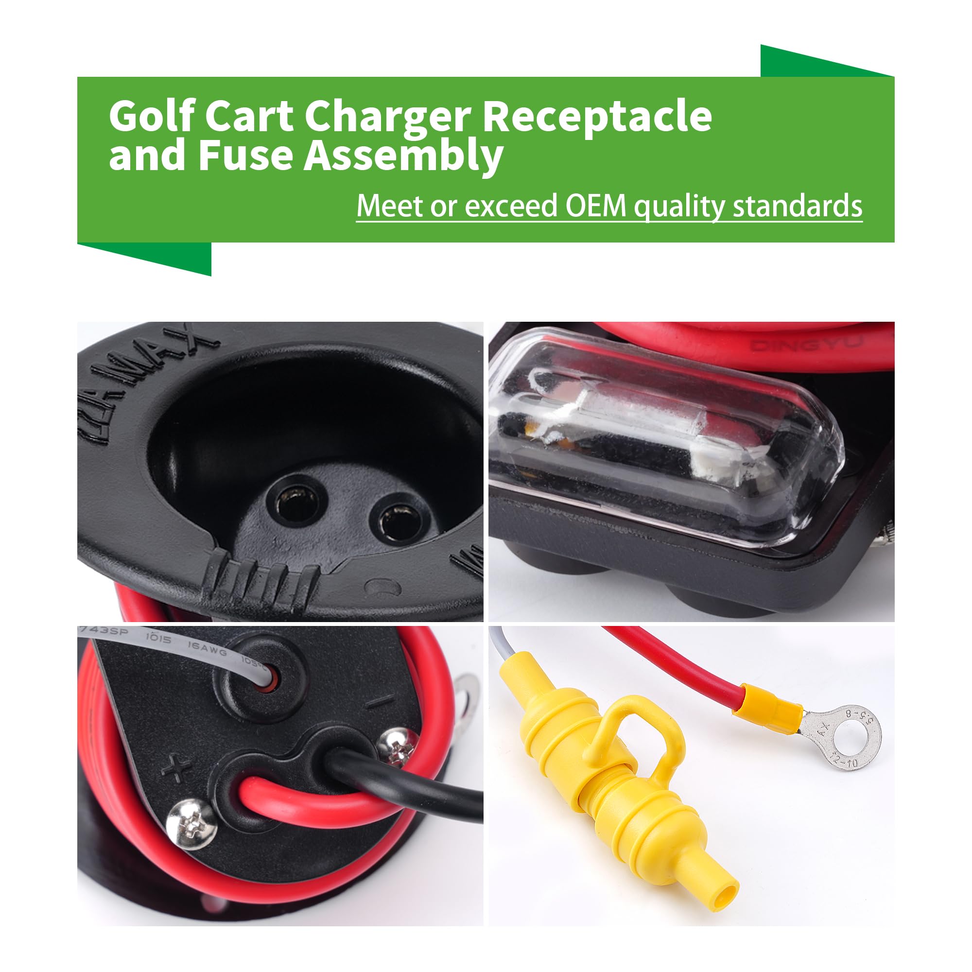 Presa Di Ricarica Con Fusibile Per Caricabatterie Powerdrive 48V – Sostituzione Per Club Car DS Dal 2000 – 101802101 1018949 - 2