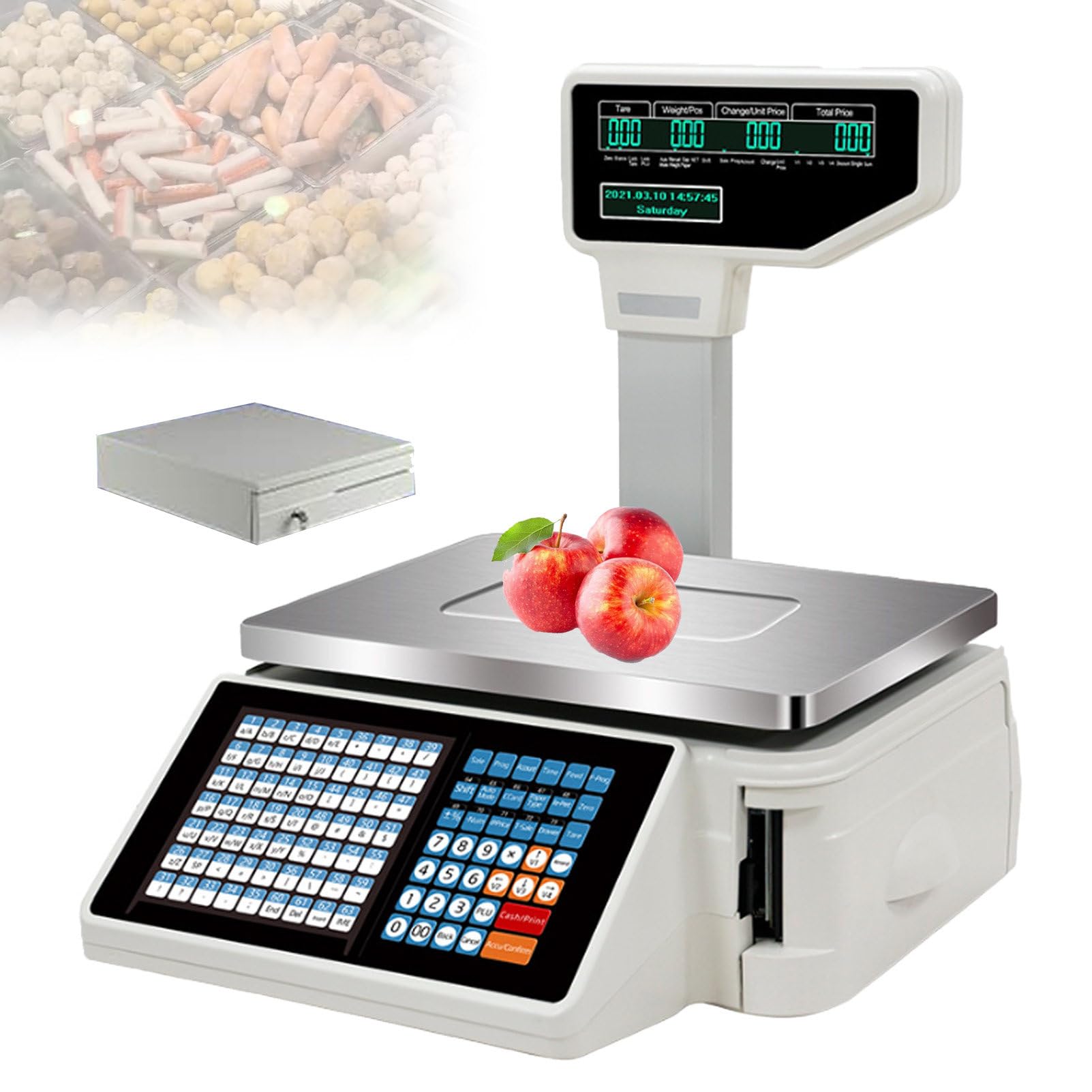 Pvxa 30kg Electronic Price Computing Scale Pole Display, Label Printing Scale,Back Front Dual Display,for Supermarket/Retail Store Specification3