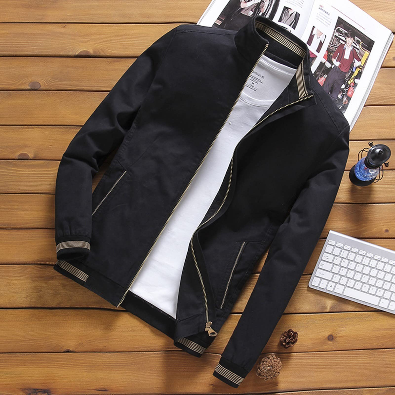 Giacca da lavoro da uomo casual in cotone giacca bomber leggera giacca sportiva Varsity giacca smart cargo outwear per golf, corsa, escursionismo, abbigliamento da lavoro colletto rialzato giacca a