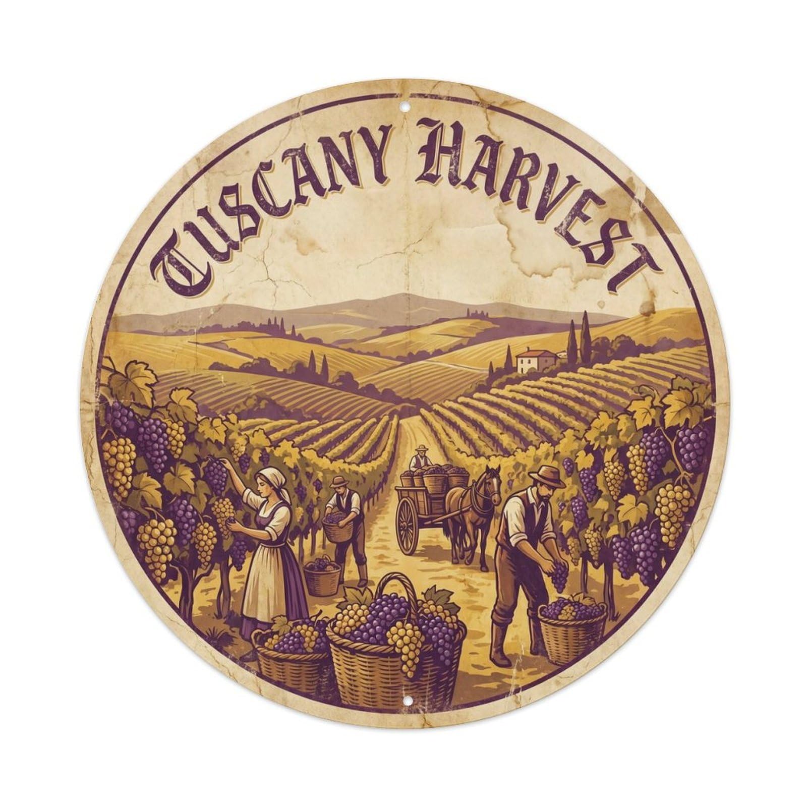 Olhnbad Style Harvest Culture Tuscany Travel Cuisine Countryside Metal Tin Sign