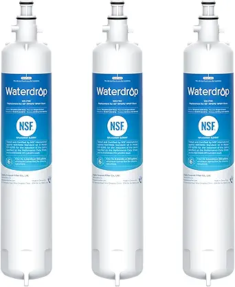 Waterdrop Replacement for GE® RPWFE®, RPWF (Built-in CHIP) Refrigerator Water Filter, Compatible with GFE28GYNFS, GFE28GELDS, PFE28KELDS, PFE28KYNFS, GFD28GELDS, PWE23KELDS, PWE23KMKES, 3 Filters