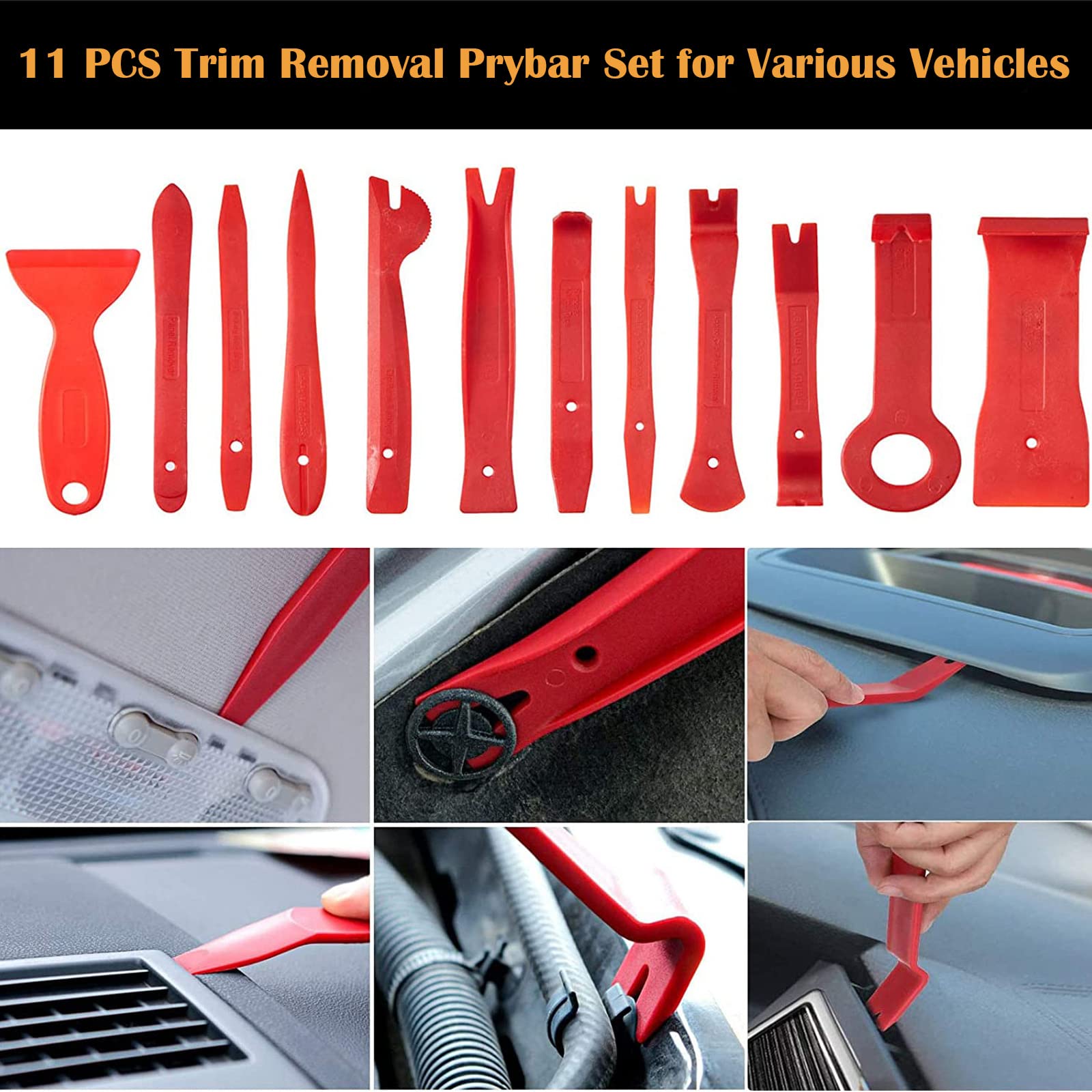 Kit Leve Dmontaggio Interni Auto, 280Pcs Attrezzi per Smontare Plastiche Auto con 120 Clips,Leve Plastica Smontaggio per Smontare Pannello,Interno,Radio(Alta Durezza, Ma Non Danneggia l'Veicolo)