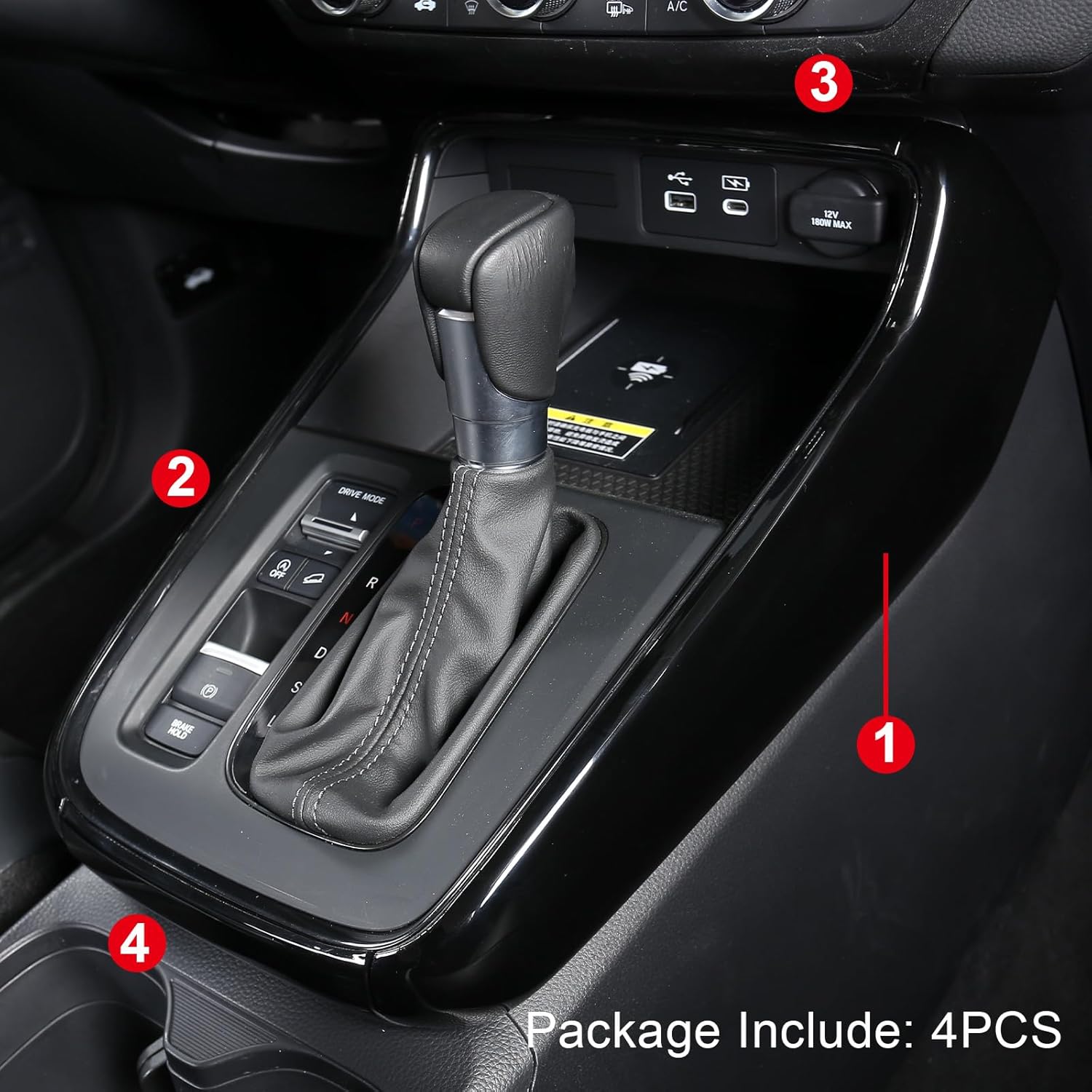 AntBooBoo for Honda CRV 2023 2024 2025 2026 Gear Shift Trims, Sporty Gossly Black Interior Upgrate Cover Trim Accessory for CR-V LX EX EX-L, Sport Hybrid, Sport Touring Hybrid-Gloss Black