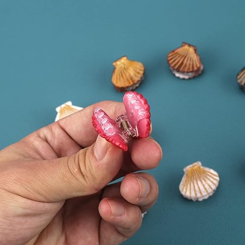 Miniatura 4 de Paquete de 10 mini pinzas para el cabello de concha marina, pinzas de clip de mandíbula, pinzas de sirena para peinar el cabello, accesorios para