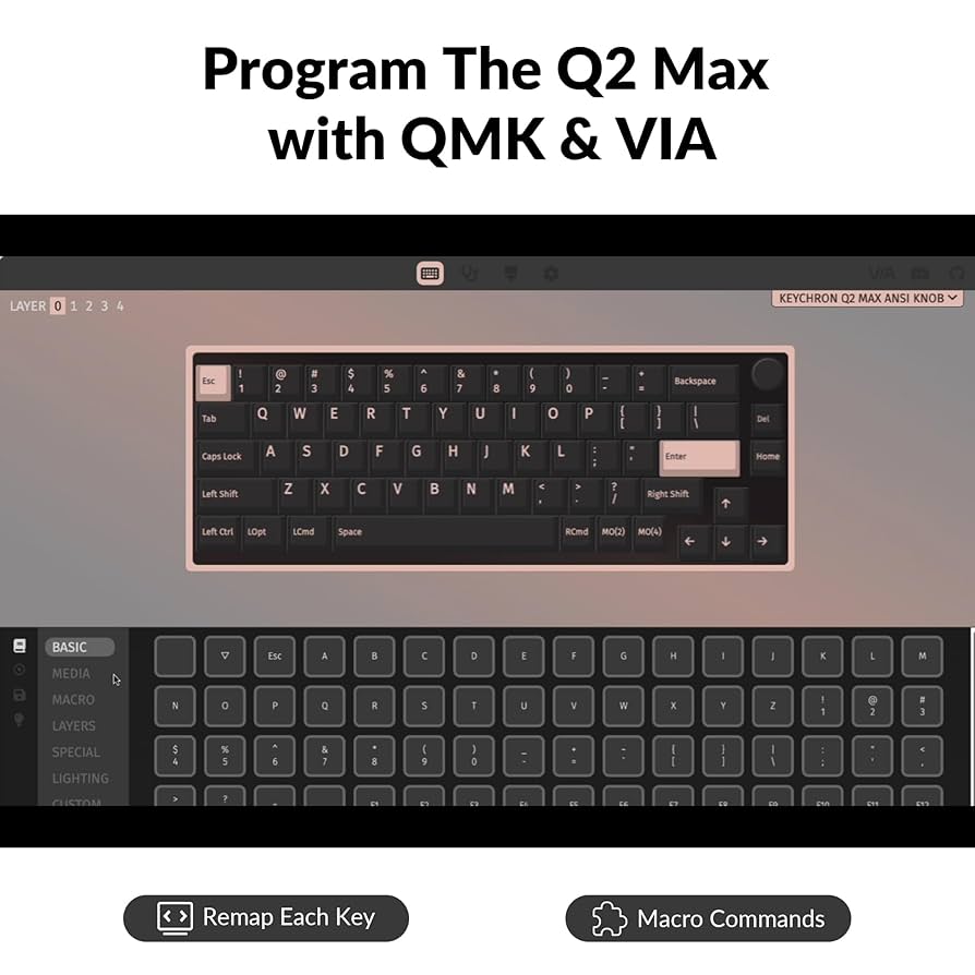 Keychron Q2 Max バナナ軸 専用パームレスト、キースイッチ予備付 Keychron Q2 Max QMK/VIA カーボンブラック 日本語配列 ホット