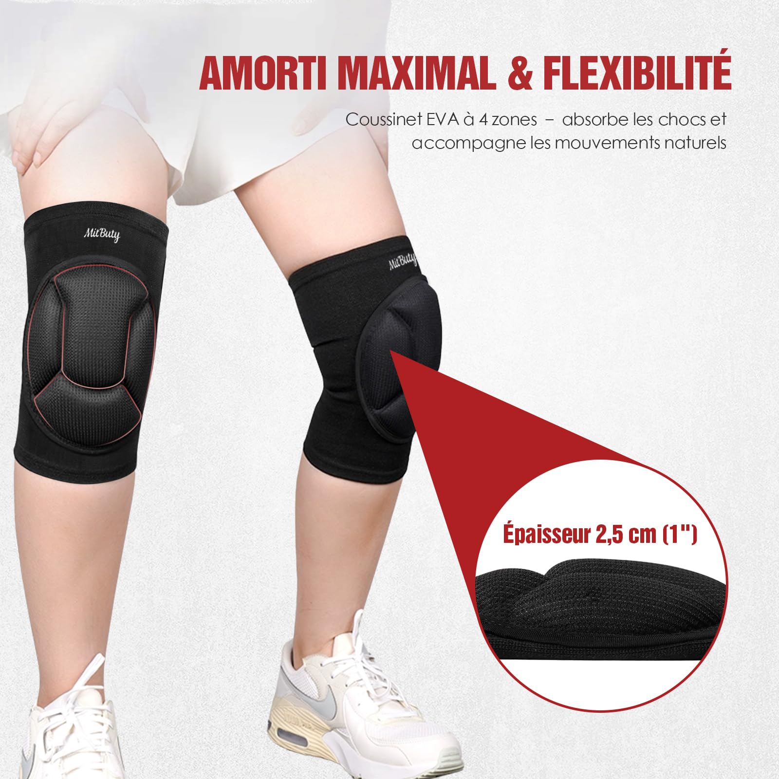 Genouillères de Protection pour Sport et Travail – Idéales pour Volleyball, Danse, Handball, Jardinage et Travaux – 1 Paire Épaisse en Mousse Genouillère pour Hommes, Femmes et Enfants - 2