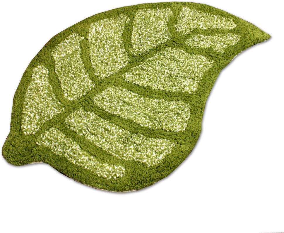LKEY Leaf Kaki, Green 100% Cotton Bath Rug mat Area Rug, Kitchen, Door & Bath Rug, Decorative, Stylish Designs (Green)
