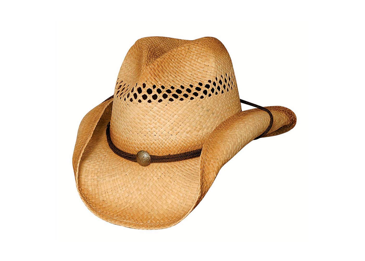 BullhideCollection Men's Blaze Raffia Straw Western Cowboy Hat with 3 1/2" Shapeable Brim