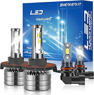 SHENKENUO Fit For FORD F-250 / F-350 / F-450 / F-550(2005-2020) 9008/H13 High & Low Beam LED Headlight Bulbs +9145 LED Fog Light Bulbs,400% Brightness, 6500K Cool White,Pack of 4