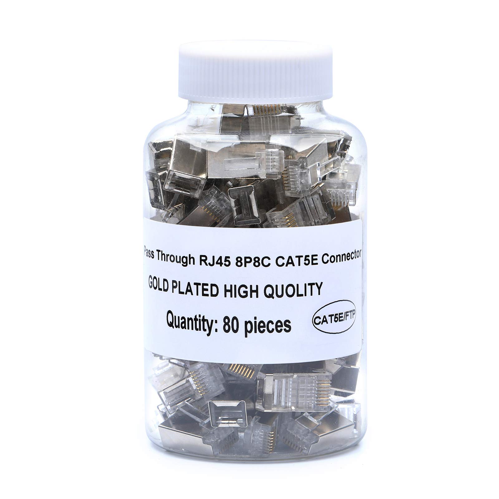 SHD Lot De 100 Connecteurs RJ45 8P8C UTP Pour Câble Toronné CAT5 CAT5E CAT6 Tête En Cristal Solide