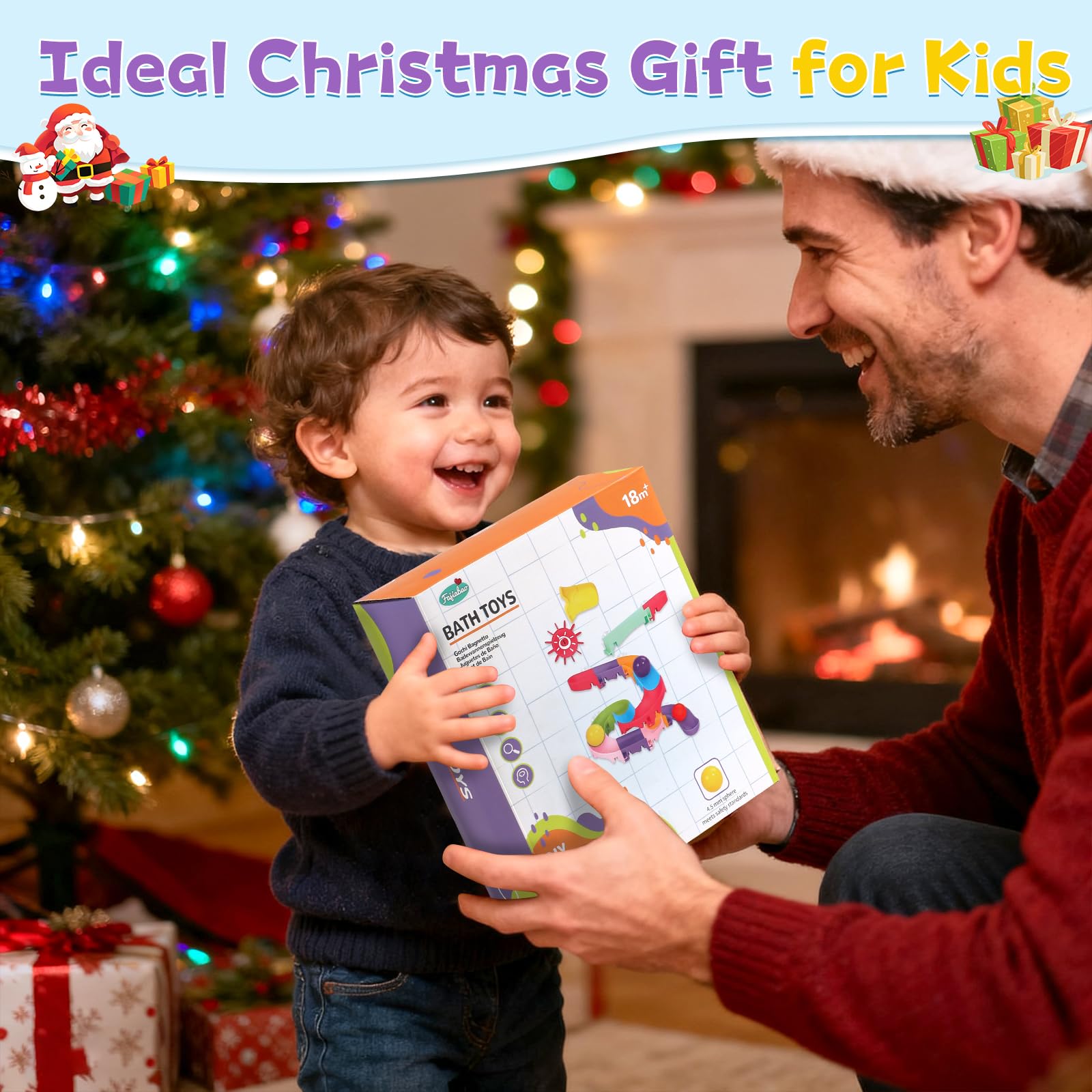 Juguetes de baño para niños de 1 a 3, 3 a 5 años, juguetes de baño para bricolaje resbaladizos, divertidos juguetes para baby shower, regalos de cumpleaños de Navidad para niños y niñas, hora 8