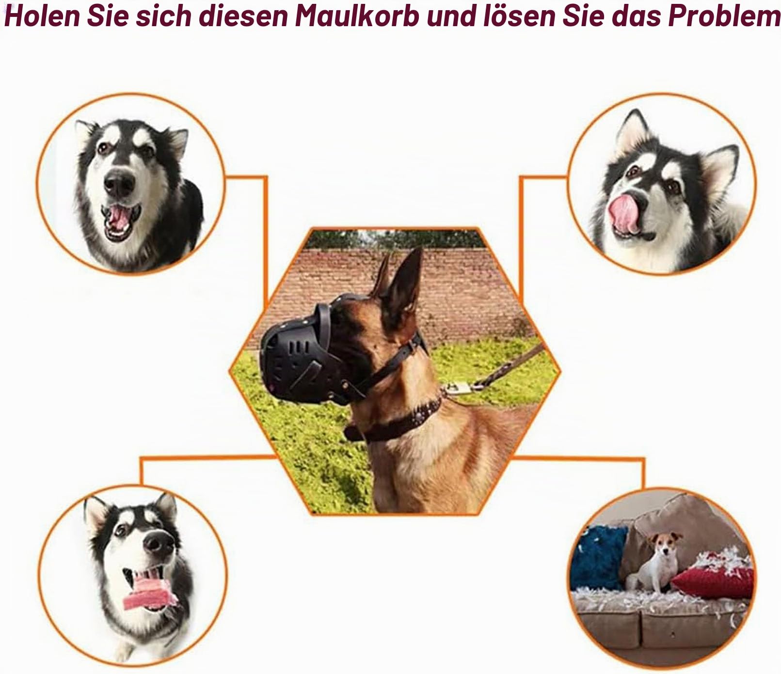 Maulkorb für Deutschen Schäferhund Malinois, Leder-Mundschutz zum Beißen, Kauen, Fellpflege, verstellbar, atmungsaktiv, für mittelgroße und große Hunde, schwarz, Halsumfang – 35 x 50 cm